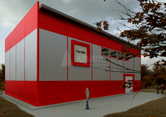 3D визуализация Проект двухэтажного магазина из сэндвич-панелей - фото 6